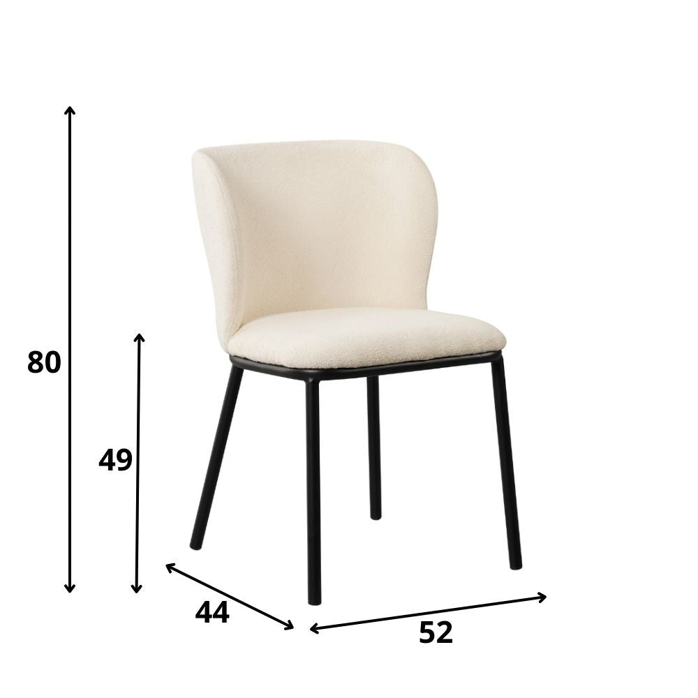 Spisestuestol Tess Dimehouse Hvid LxBxH 65x62x56 Stof Hvid fotostørrelsesindikation