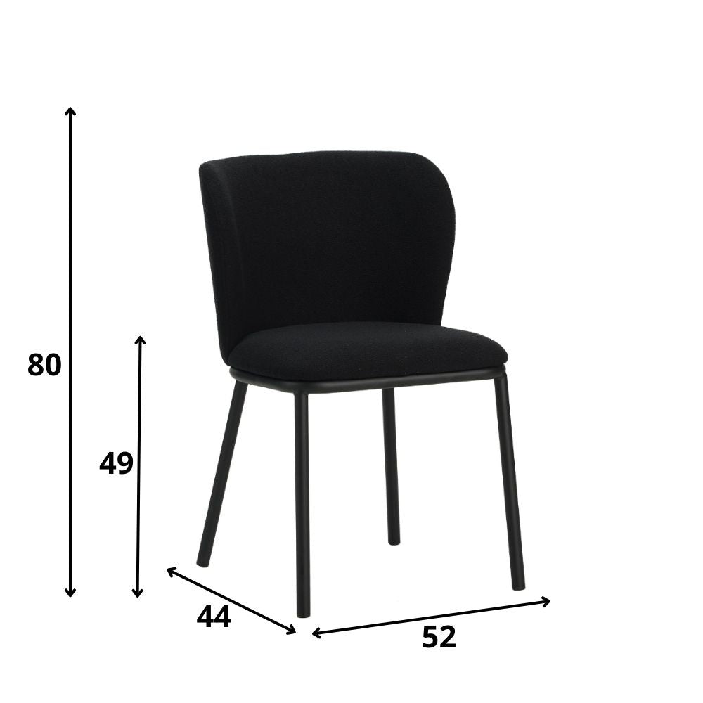 Spisestuestol Tess Dimehouse Sort LxBxH 65x62x56 Stof Hvid fotostørrelsesindikation