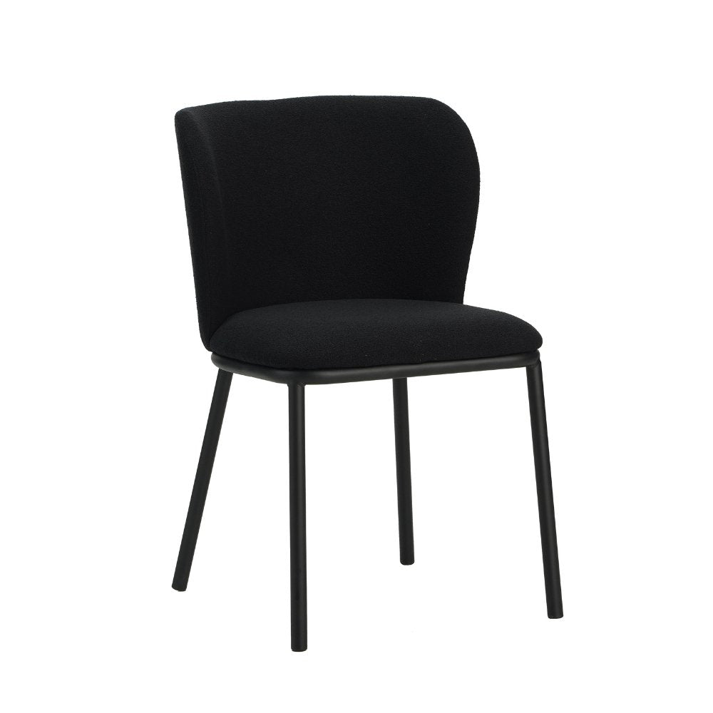 Spisestuestol Tess Dimehouse Sort LxBxH 65x62x56 Stof Hvid foto diagonalt set forfra