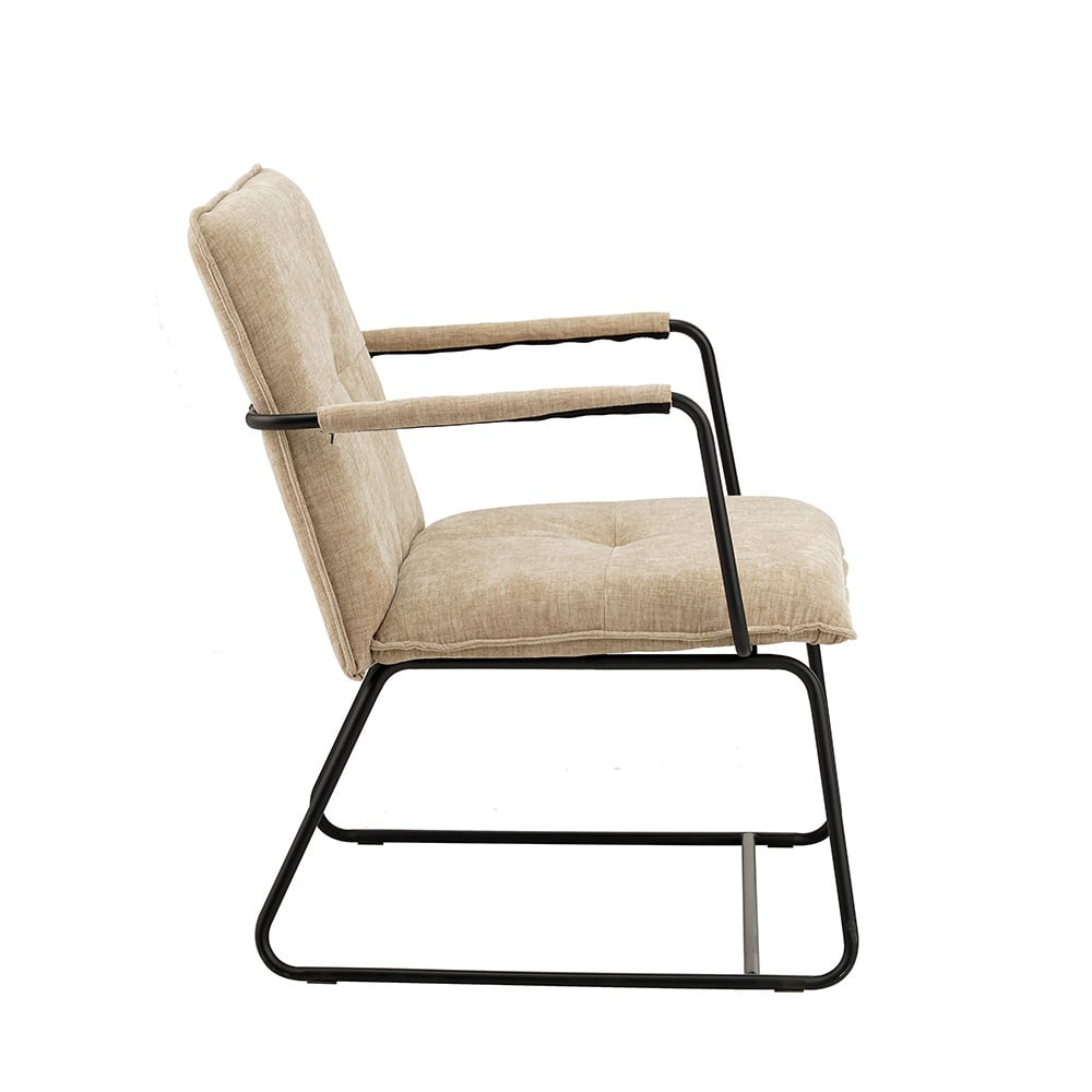 Hailey Chenille lænestol Dimehouse Beige LxBxH 66x64x37 Stof Hvid foto fra siden