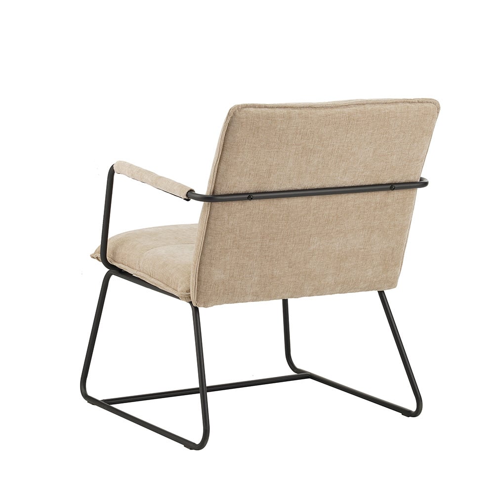 Hailey Chenille lænestol Dimehouse Beige LxBxH 66x64x37 Stof Hvid foto diagonalt set bagfra