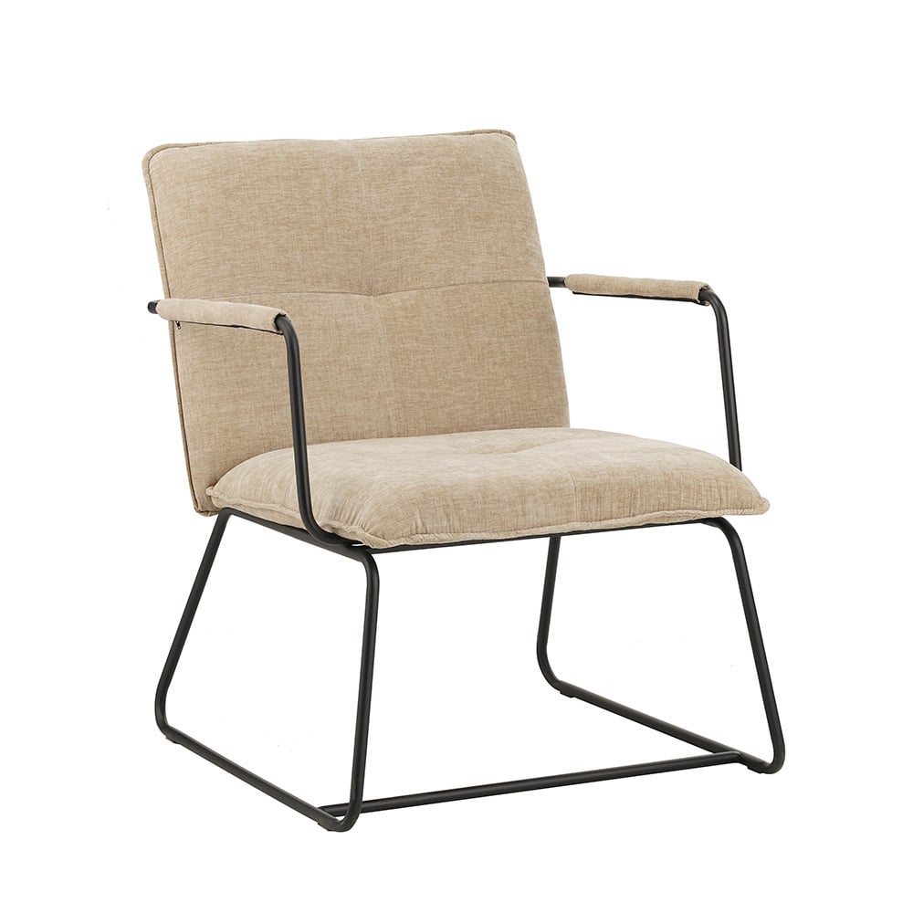 Hailey Chenille lænestol Dimehouse Beige LxBxH 66x64x37 Stof Hvid foto diagonalt set forfra