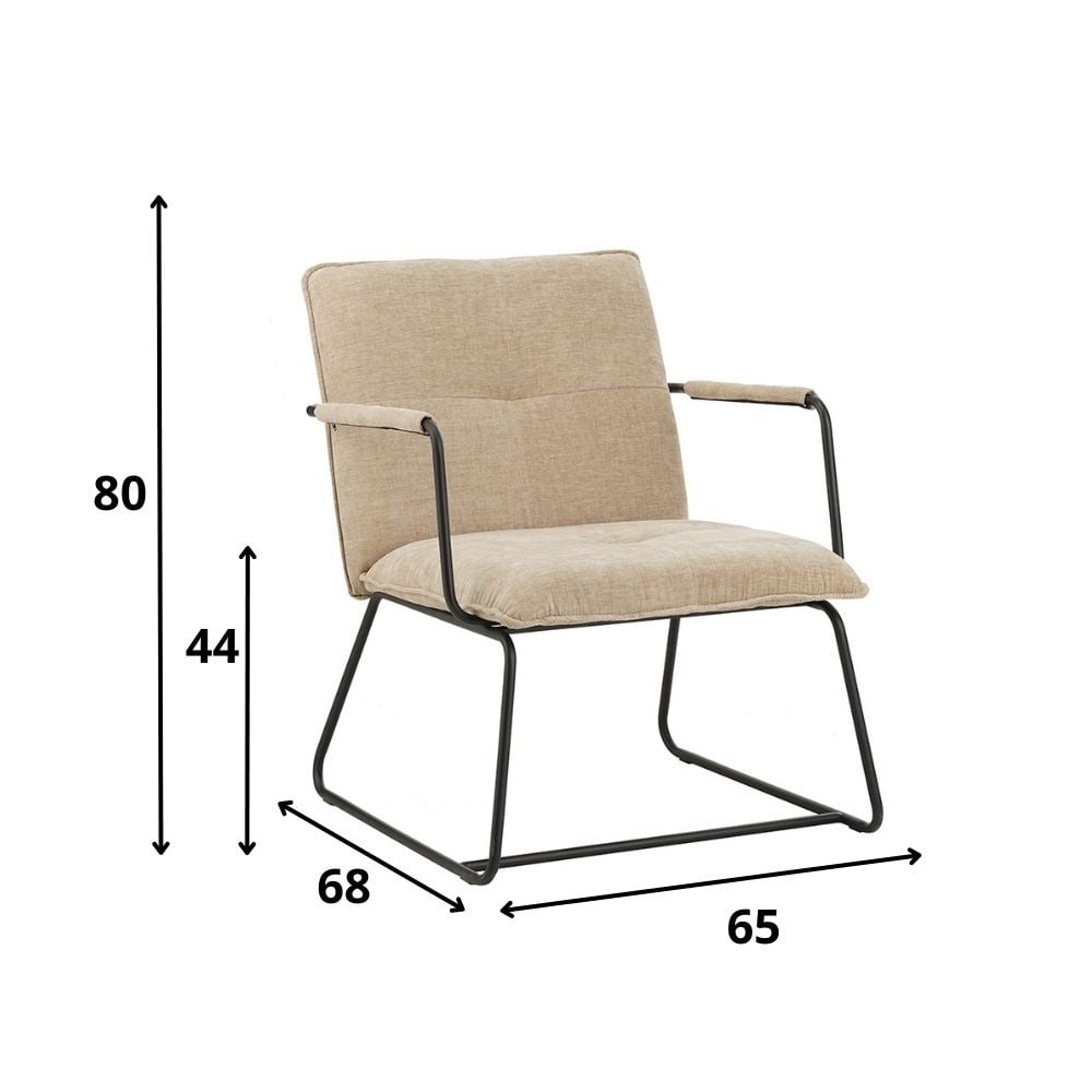 Hailey Chenille lænestol Dimehouse Beige LxBxH 66x64x37 Stof Hvid fotostørrelsesindikation