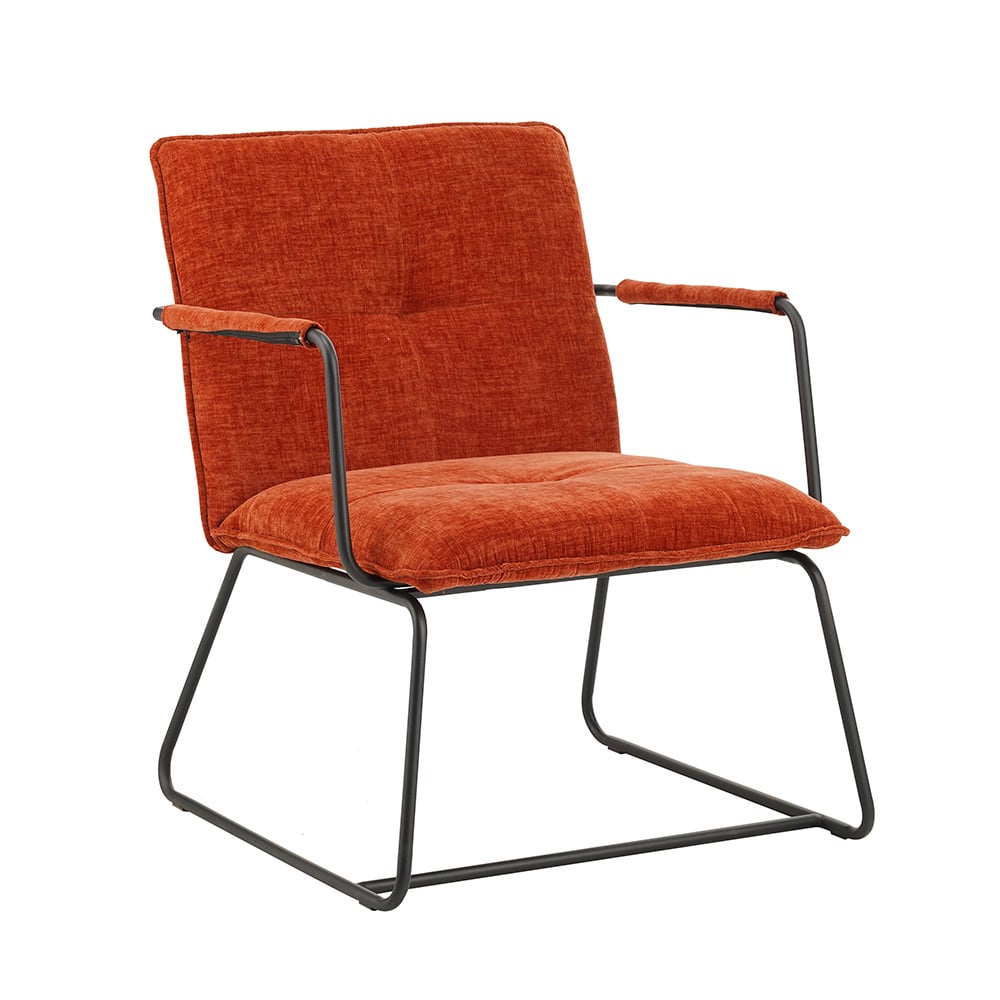 Hailey Chenille lænestol Dimehouse Kobber LxBxH 66x64x37 Stof Hvid foto diagonalt set forfra