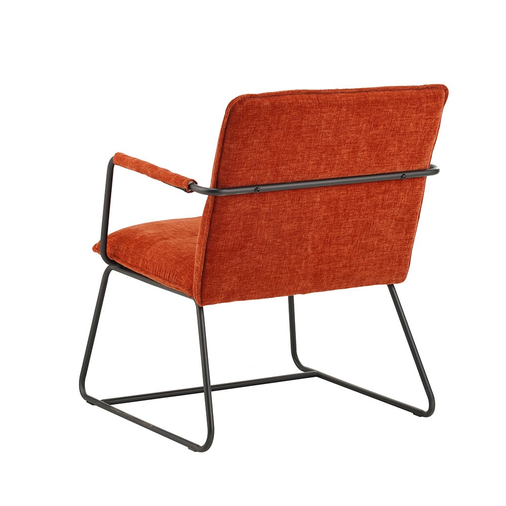 Hailey Chenille lænestol Dimehouse Kobber LxBxH 66x64x37 Stof Hvid foto diagonalt set bagfra