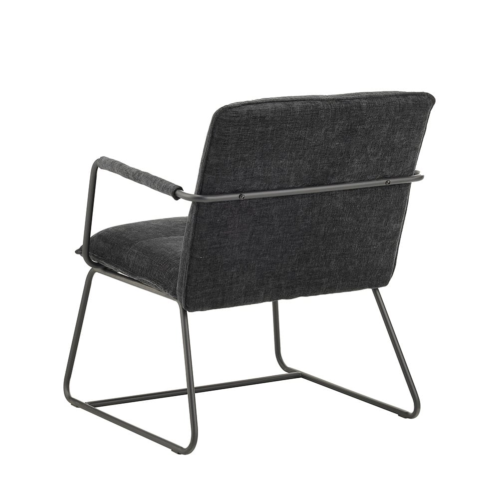 Hailey Chenille lænestol Dimehouse Sort LxBxH 66x64x37 Stof Hvid foto diagonalt set bagfra