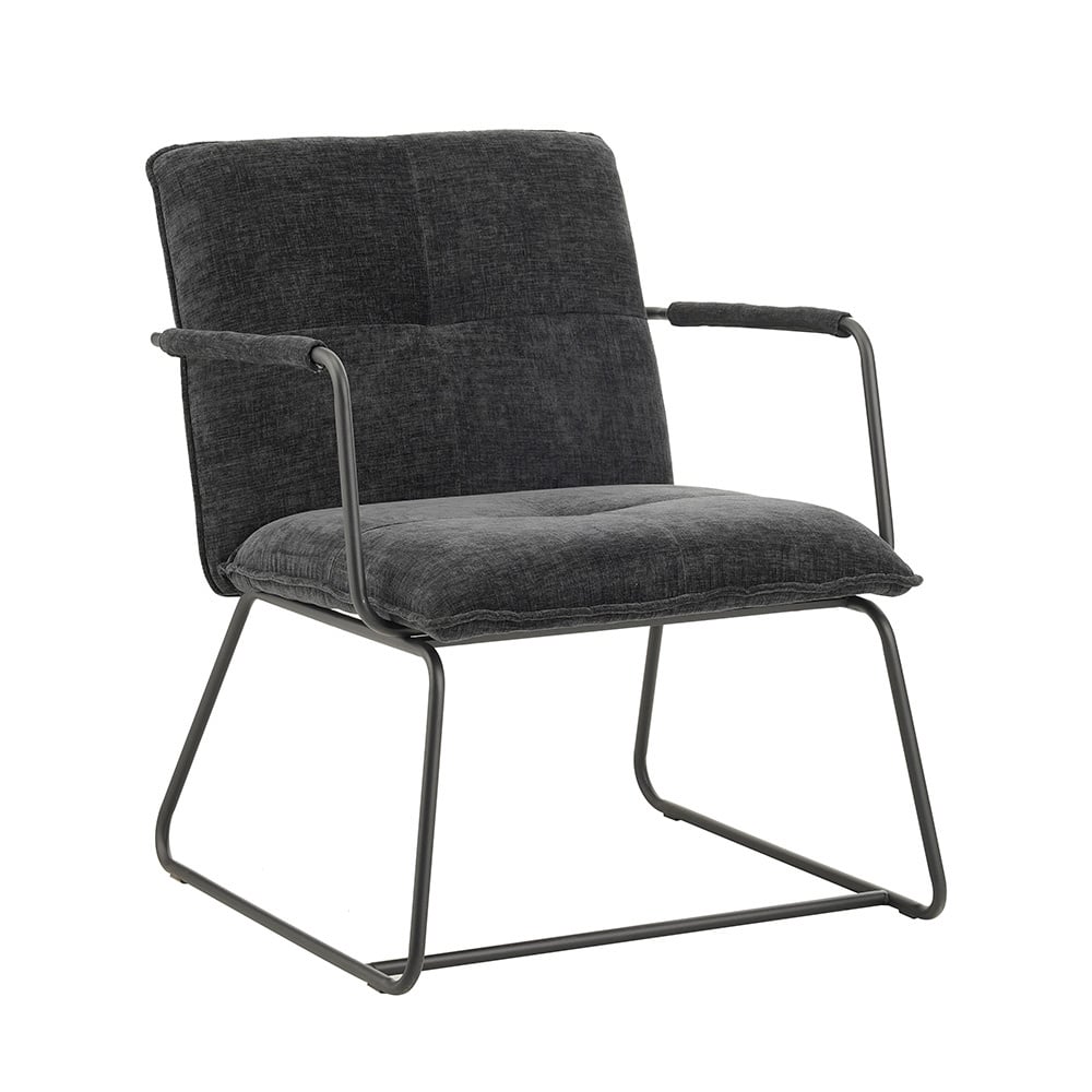 Hailey Chenille lænestol Dimehouse Sort LxBxH 66x64x37 Stof Hvid foto diagonalt set forfra