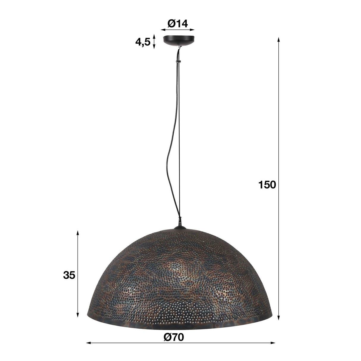 Hængelampe Aya 70 DH Interiør Brun LxBxH 73x73x46 Sort brun Hvid fotostørrelsesangivelse