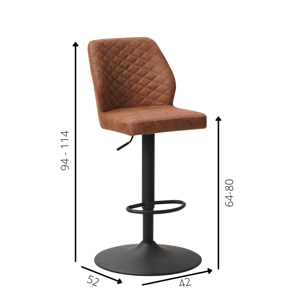 Barstol Grizzly Dimehouse Cognac LxBxH 65x56x52 Mikrofiber Hvid fotostørrelsesindikation