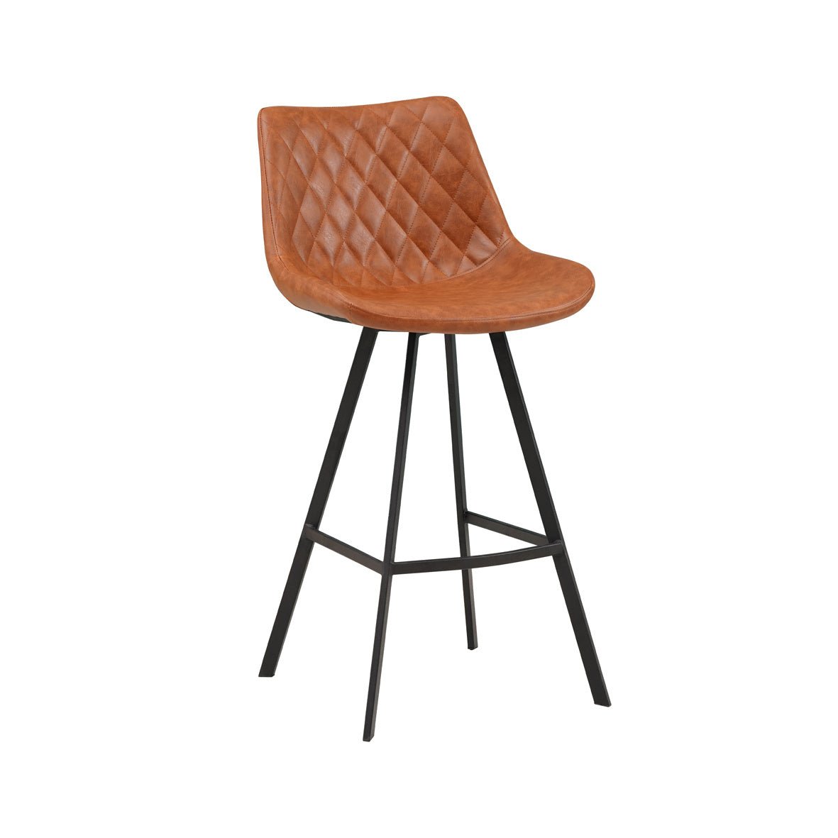 Barstol Juno Dimehouse Cognac LxBxH 86x56x56 Kunstlæder Hvid foto diagonalt set forfra
