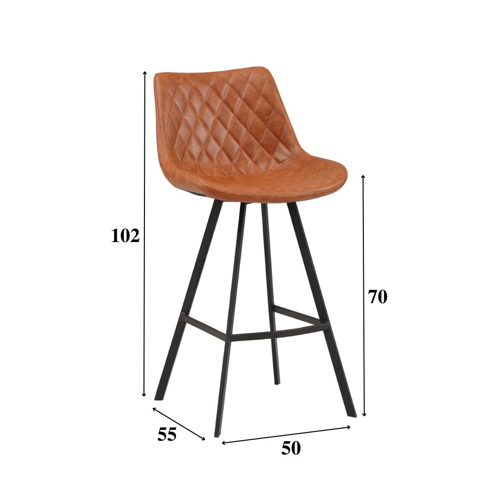 Barstol Juno Dimehouse Cognac LxBxH 86x56x56 Kunstlæder Hvid fotostørrelsesangivelse