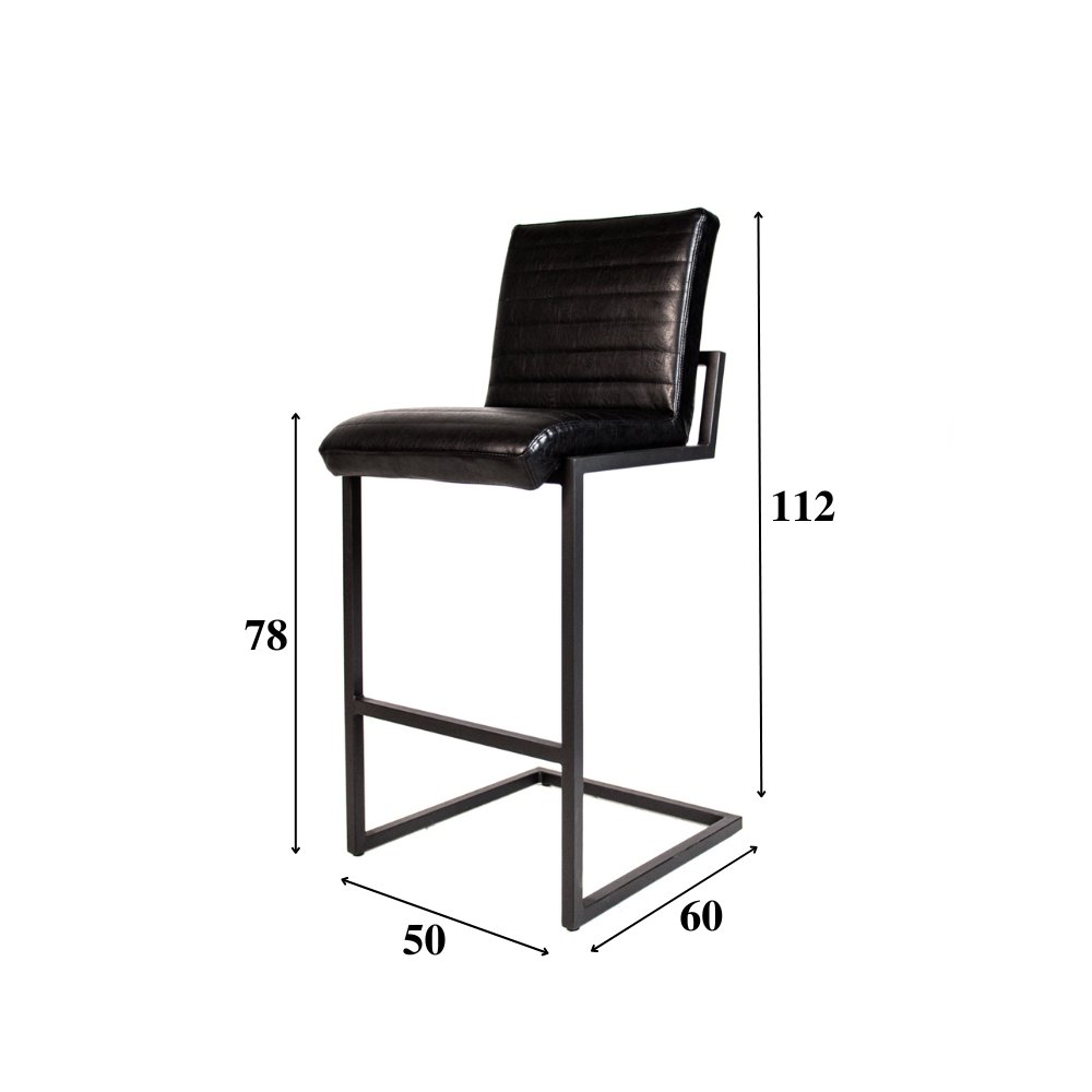 Barstol Kuba Dimehouse Sort LxBxH 93x58x53 Kunstlæder Hvid fotostørrelsesangivelse