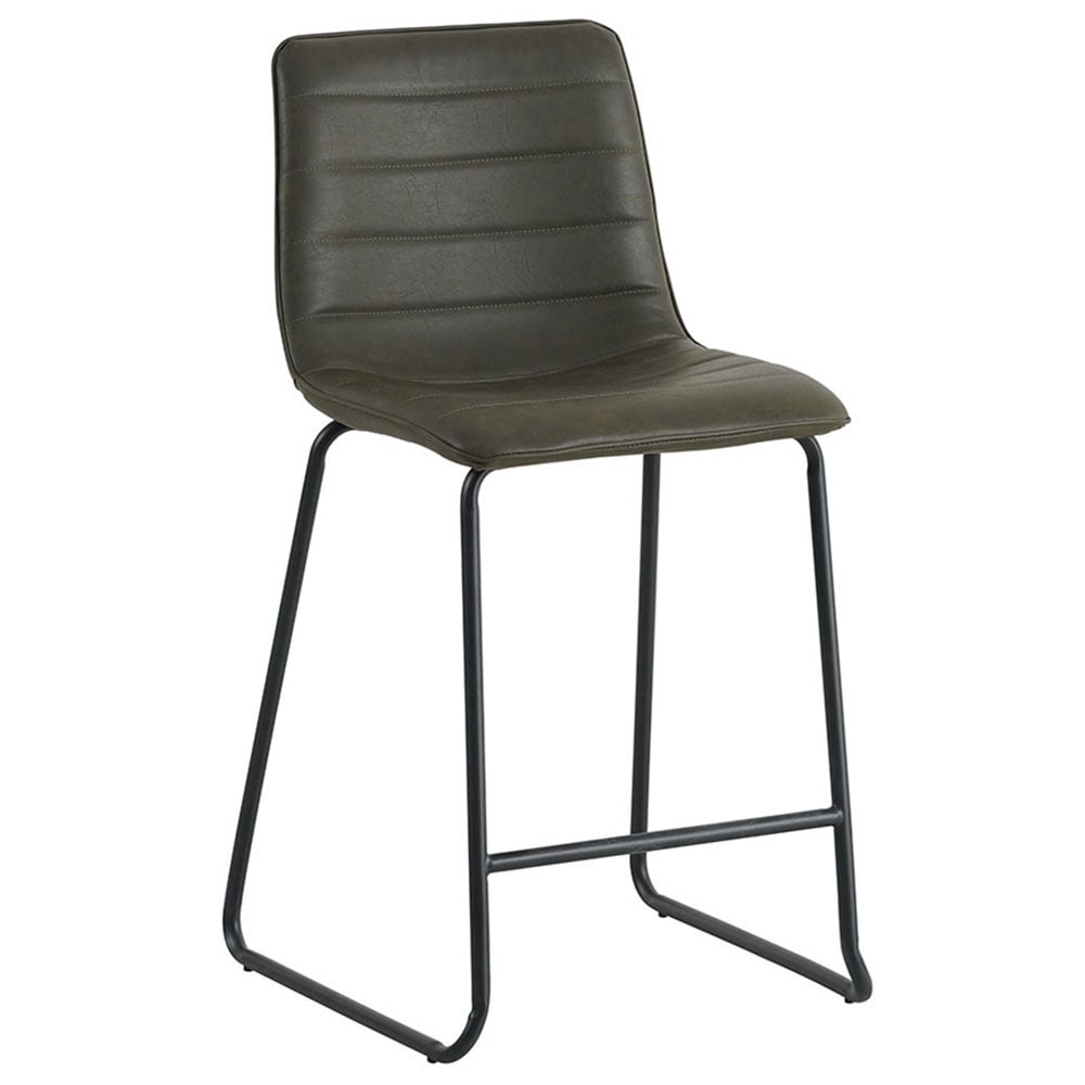 Barstol Mark imiteret læder Dimehouse Grøn LxBxH 79x65x54 Kunstlæder Hvid foto diagonalt set forfra