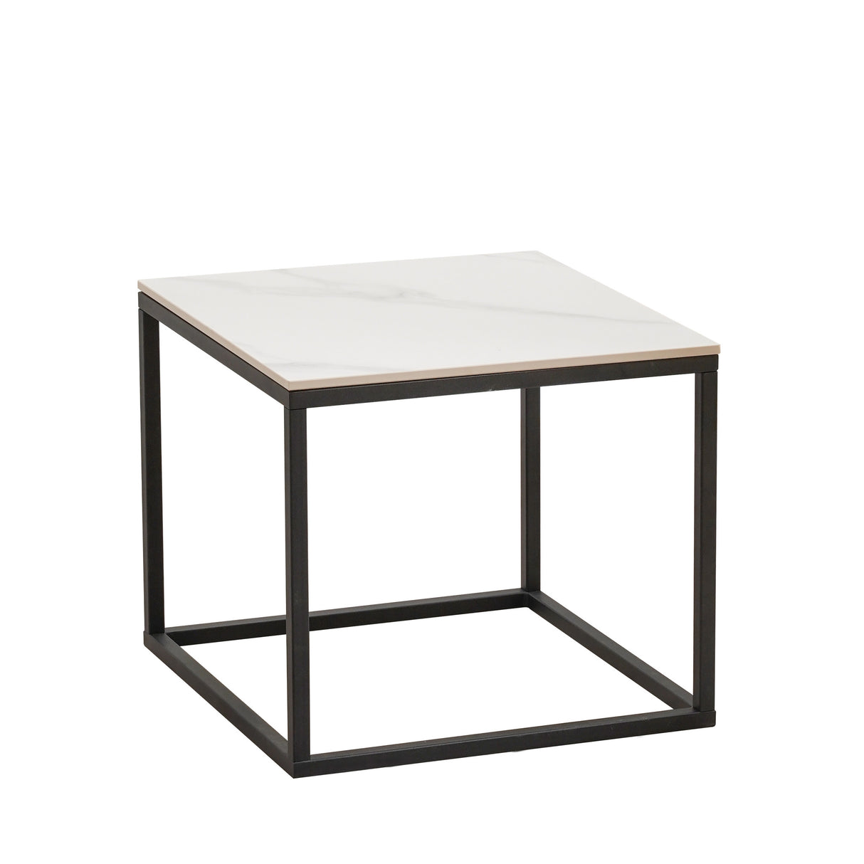 Sidebord Fien Dimehouse Hvid LxBxH 63x63x10 Sintret sten Hvid foto set fra siden