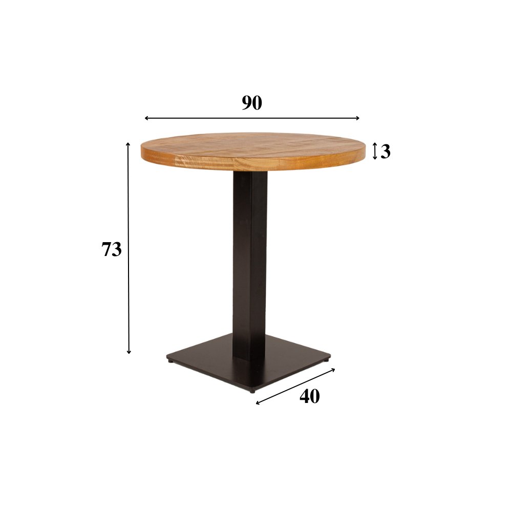 Spisebord Bistrobord Rundt Dimehouse Brun LxBxH 97x97x7 Mangotræ Hvid fotostørrelsesangivelse