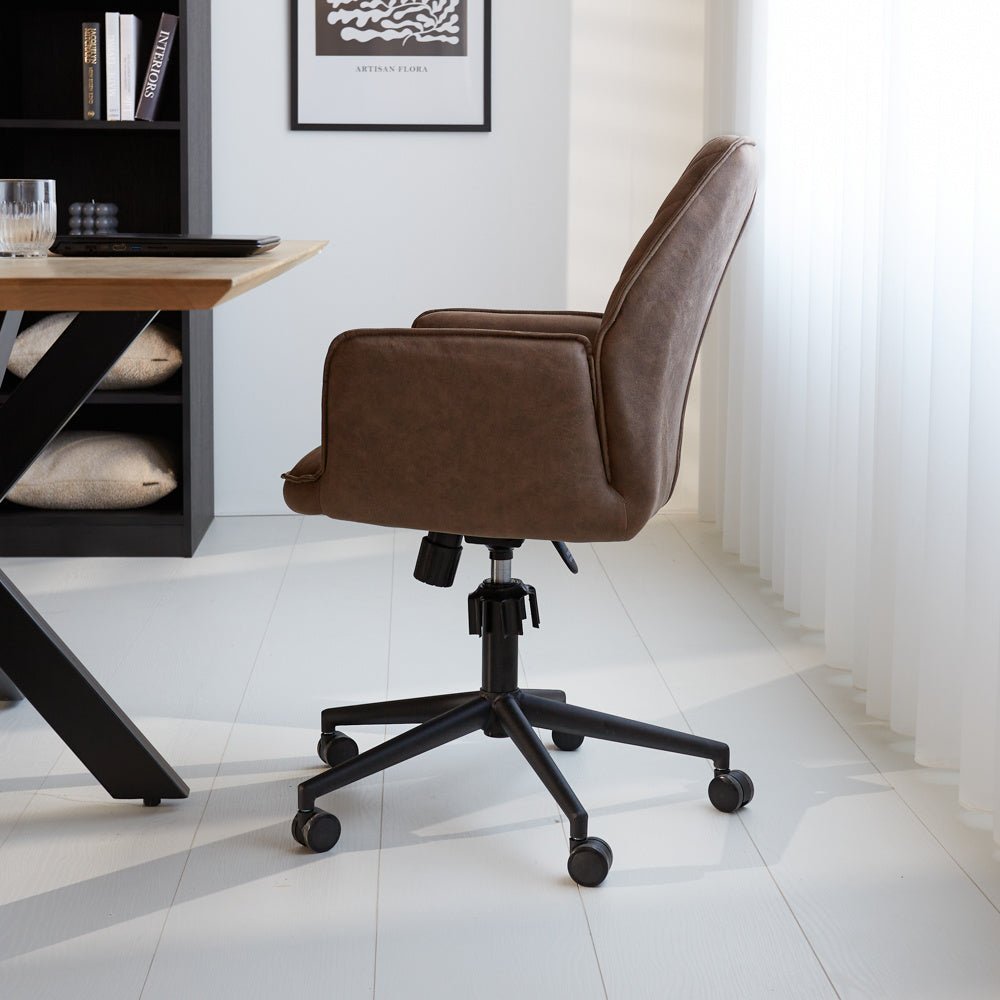 Kontorstol Novan Dimehouse Taupe LxBxH 72x63x58 Stof Atmosfærisk foto fra siden