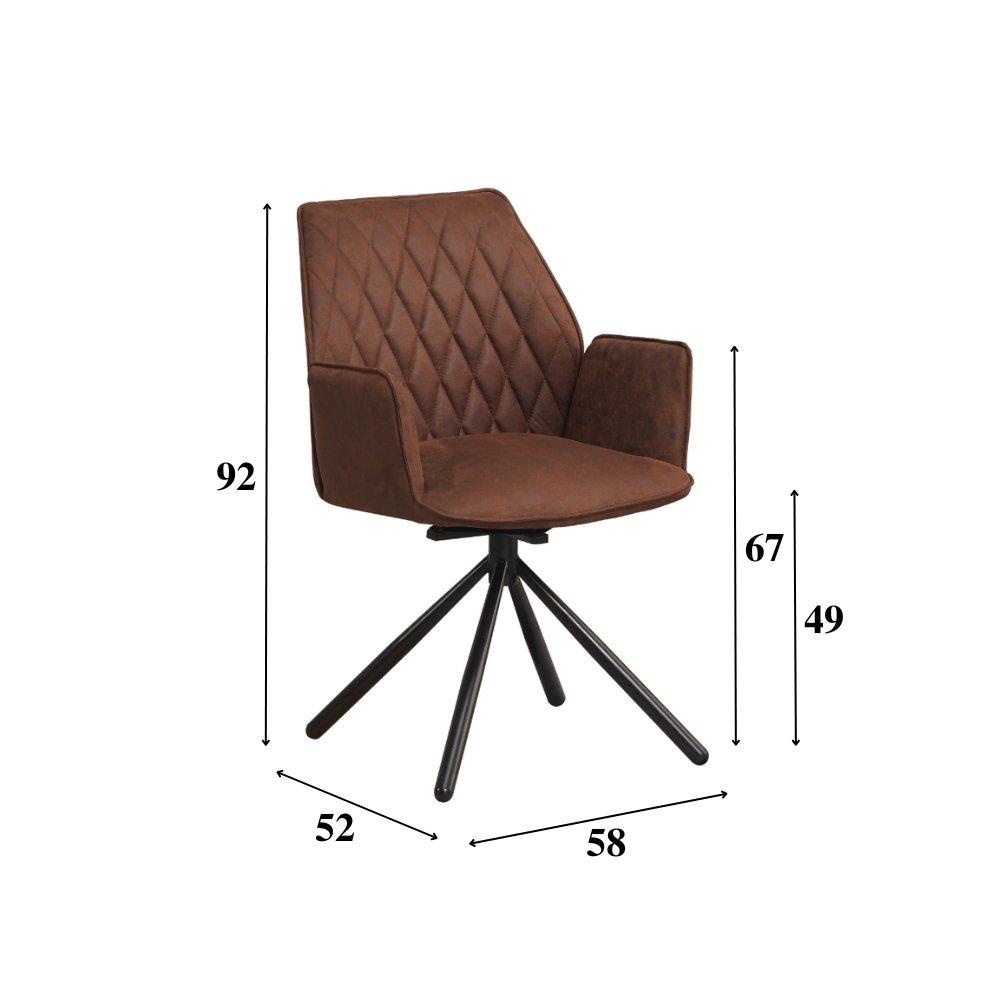 Spisestuestol Novan Microfiber Dimehouse Brun LxBxH 71x64x56 Stof Hvid fotostørrelsesindikation