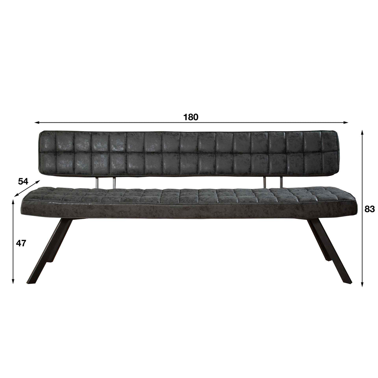 Spisesofa Madrid DH Interiør Sort LxBxH 186x44x22 Kunstlæder Hvid fotostørrelsesindikation