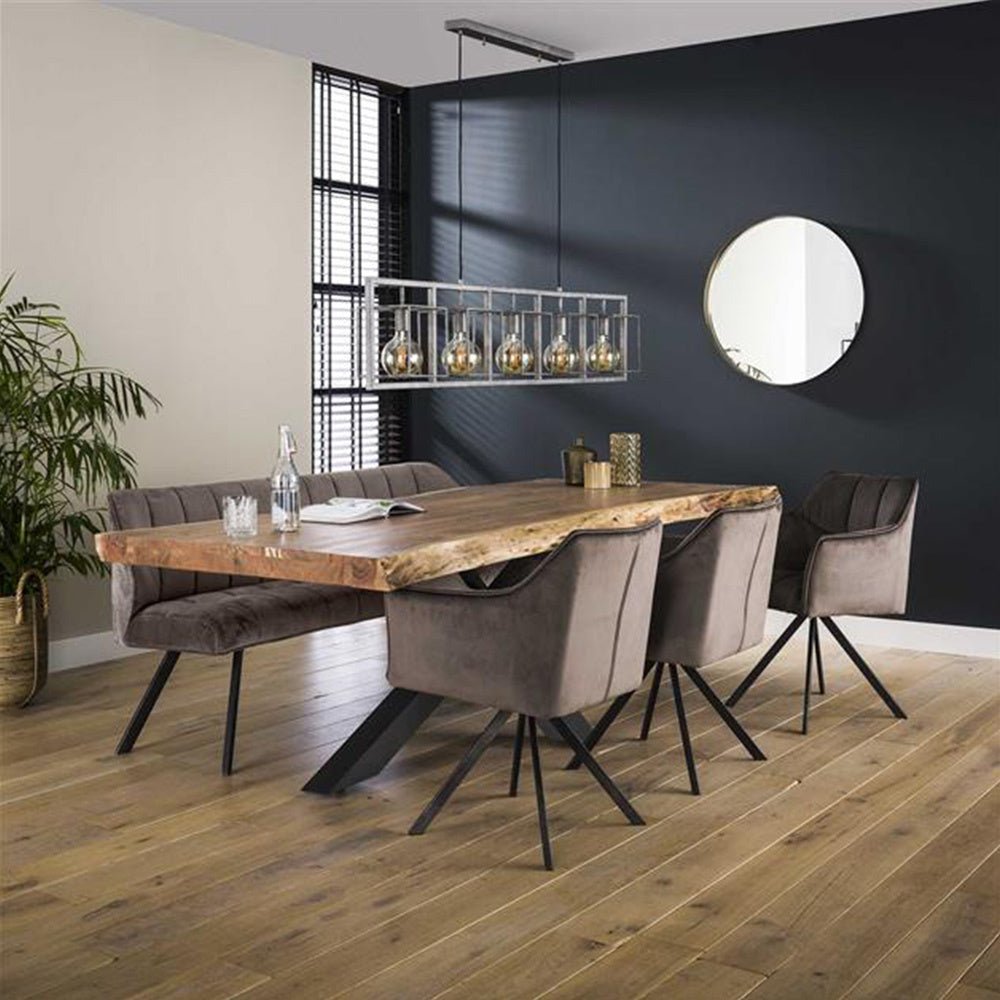 Spisesofa Romy DH Interiør Antracit LxBxH 196x81x58 Velvet Atmosfærisk foto diagonalt set forfra