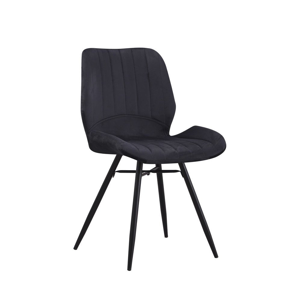 Spisestuestol Beau fløjl Dimehouse Sort LxBxH 71x67x49 Stof Hvid foto diagonalt set forfra