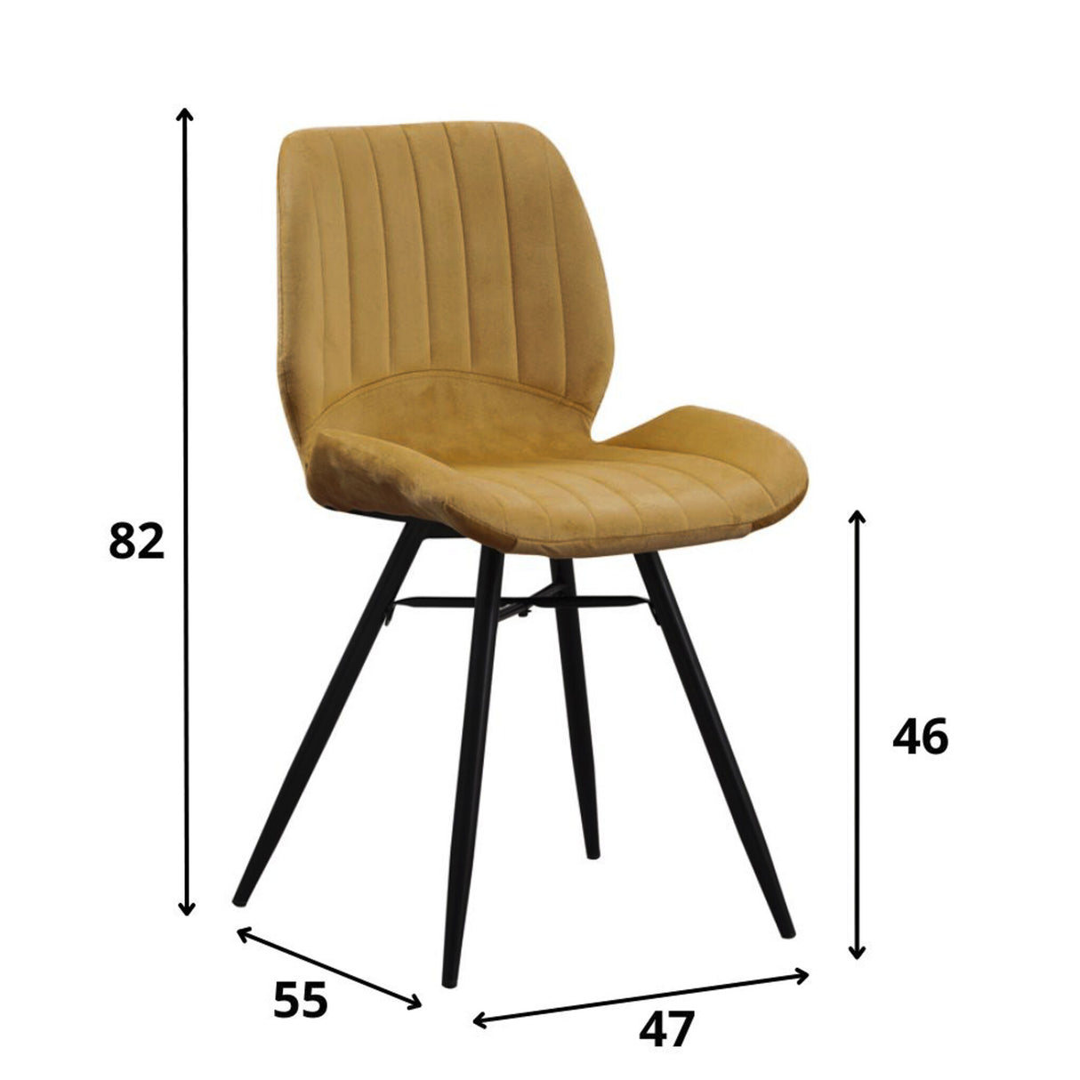 Spisestuestol Beau fløjl Dimehouse Gul LxBxH 71x67x49 Stof Hvid fotostørrelsesindikation