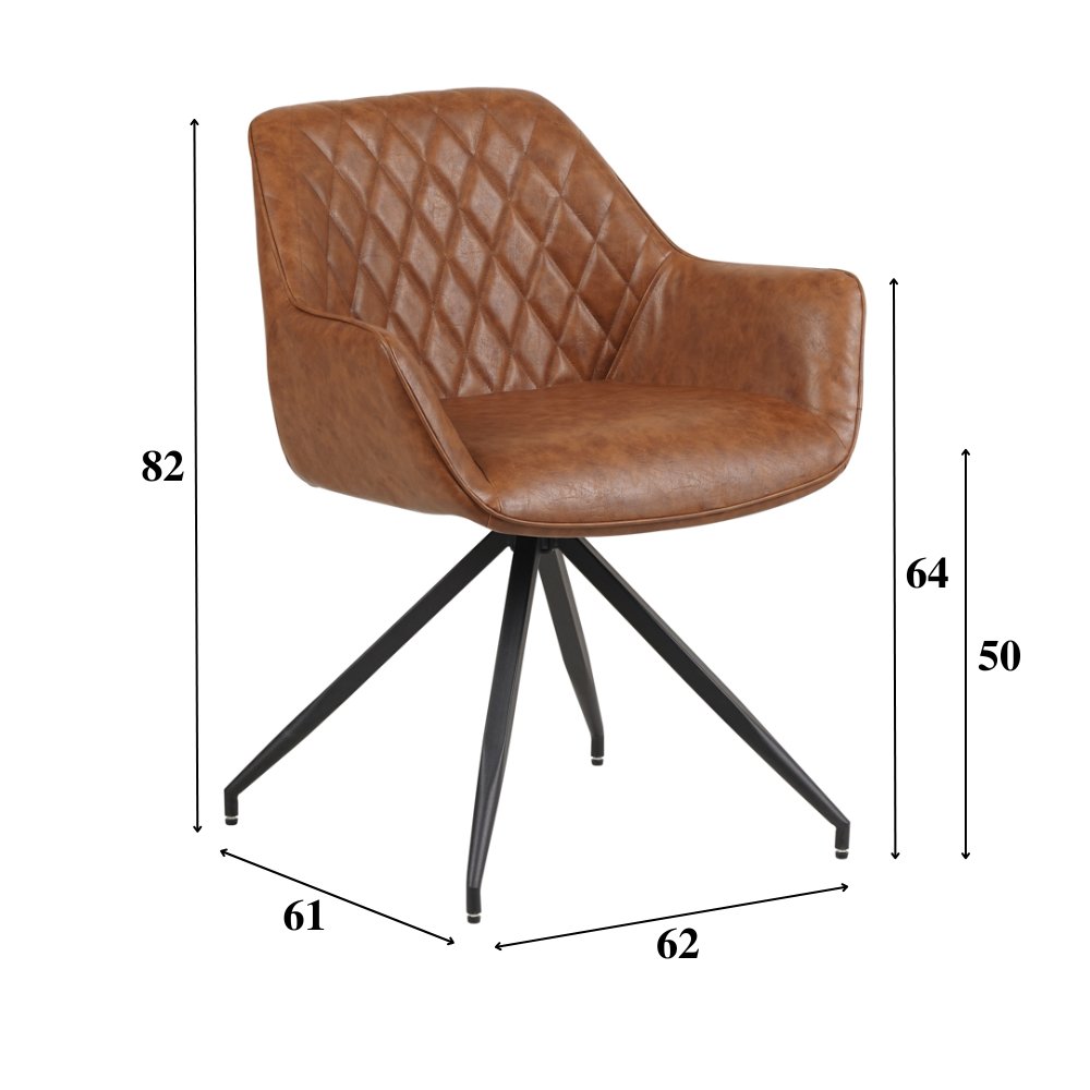 Spisestuestol Gian Dimehouse Cognac LxBxH 73x65x50 Kunstlæder Hvid fotostørrelsesangivelse