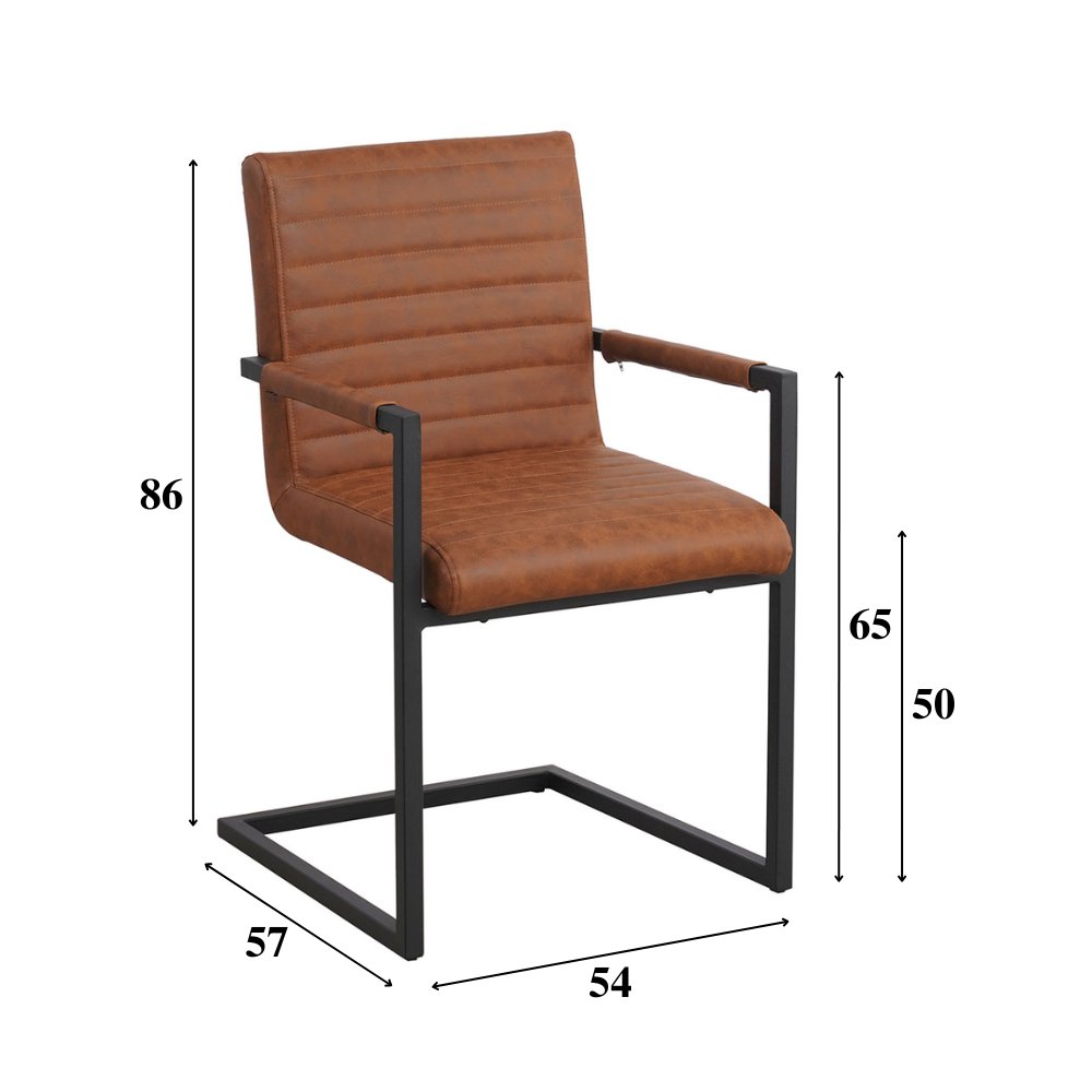 Spisestuestol Kuba Dimehouse Cognac LxBxH 71x59x58 Kunstlæder Hvid fotostørrelsesangivelse