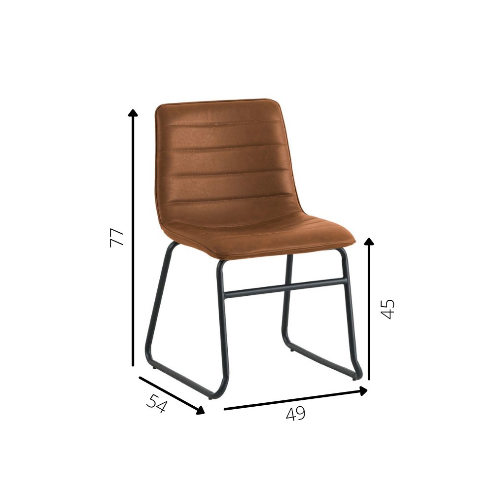 Spisestuestol Mark Dimehouse Cognac LxBxH 74x56x54 Kunstlæder Hvid fotostørrelsesangivelse