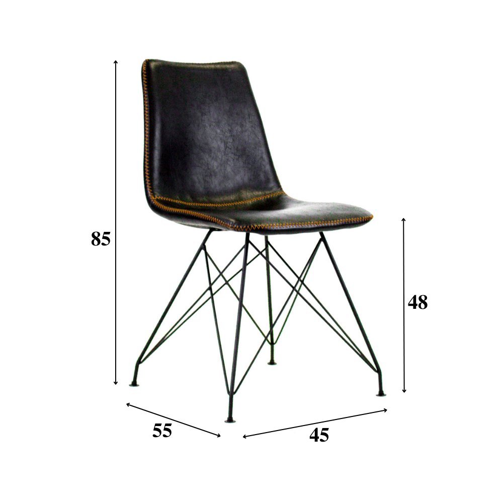 Spisestuestol Viano Dimehouse Sort LxBxH 64x61x52 Kunstlæder Hvid fotostørrelsesangivelse