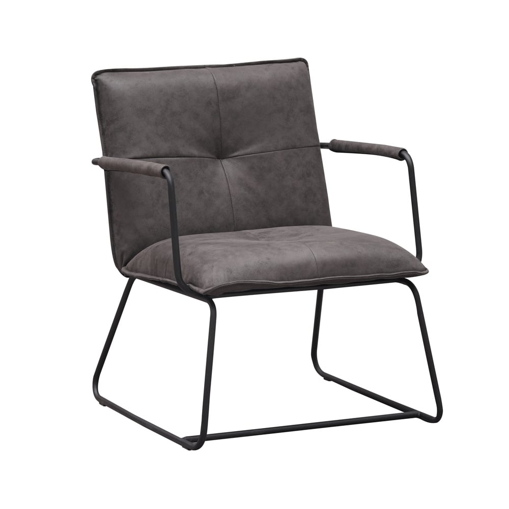 Hailey Ecoleather lænestol Dimehouse Antracit LxBxH 66x64x37 Øko-læder Hvid foto diagonalt set forfra