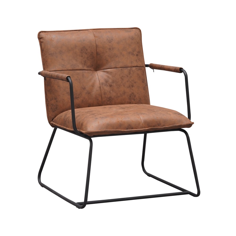 Hailey Ecoleather lænestol Dimehouse Cognac LxBxH 66x64x37 Øko-læder Hvid foto set forfra