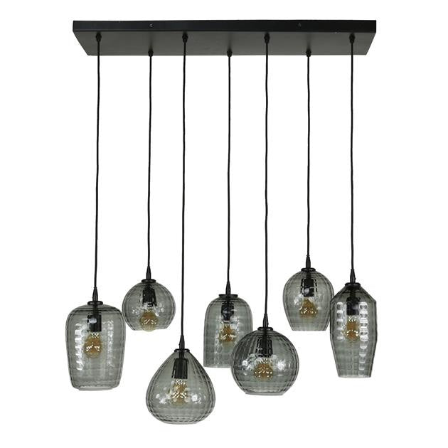 Hængelampe Gaby DH Interiør Grå LxBxH 124x38x18 Glas Hvid foto set forfra