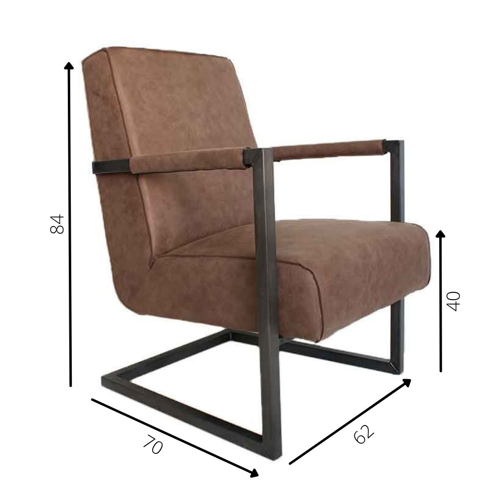 Lænestol Tiger Dimehouse Taupe LxBxH 69x58x49 Øko-læder Hvid fotostørrelsesindikation