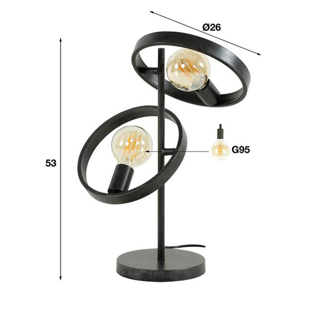 Bordlampe Otan DH Interiør Charcoal LxBxH 55x44x28 Metal Hvid fotostørrelsesindikation