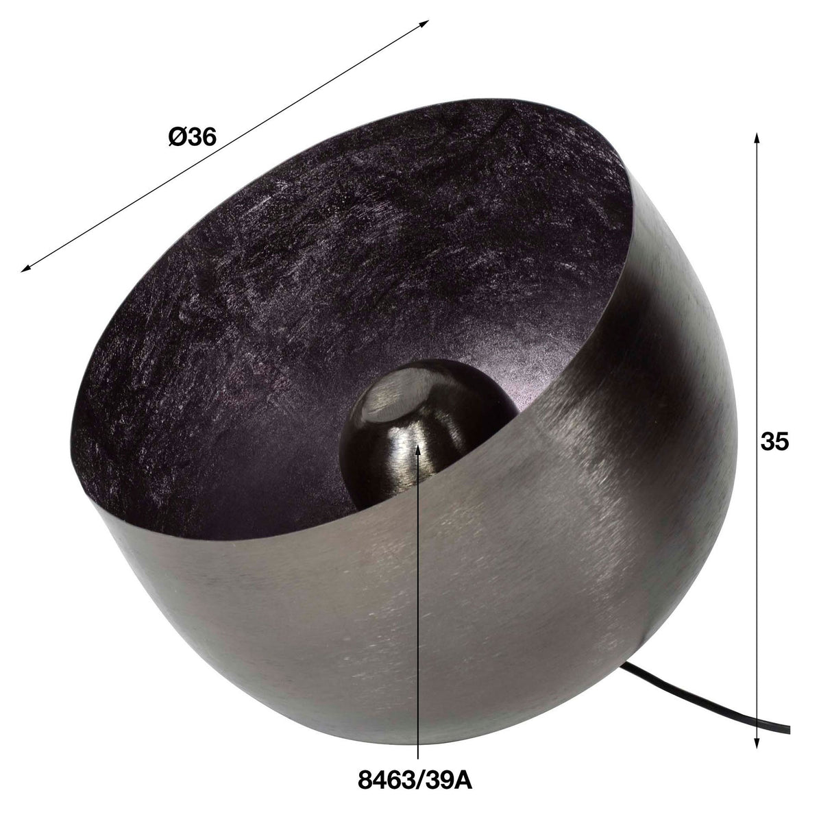 Bordlampe Basel DH Interiør Sort LxBxH 39x39x35 Nikkel Hvid fotostørrelsesindikation