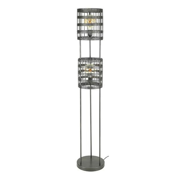 Gulvlampe Mori DH Interiør Sort LxBxH 172x35x35 Nikkel Hvid foto set forfra
