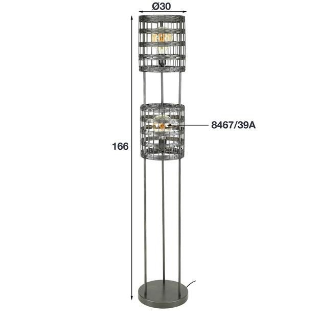 Gulvlampe Mori DH Interiør Sort LxBxH 172x35x35 Nikkel Hvid fotostørrelsesindikation