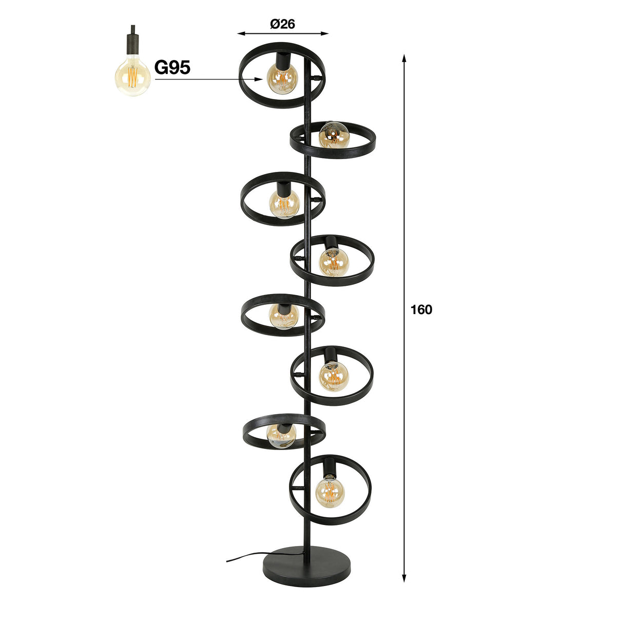 Gulvlampe Otan DH Interiør Charcoal LxBxH 153x44x18 Metal Hvid fotodetalje