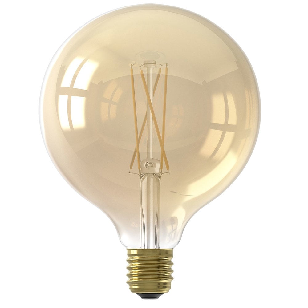 Lyskilde LED glødetråd Pære Ø12,5 DH Interiør Ravfarvet glas LxBxH 18x13x13 Ravfarvet glas Hvidt foto set forfra