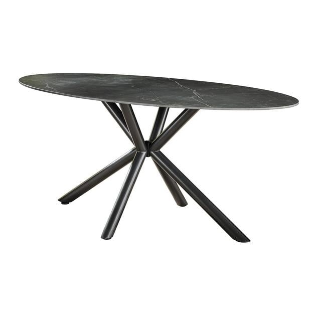 Spisebord Sophie DH Interiør Sort LxBxH 189x99x9 Keramik Hvid foto diagonalt set forfra