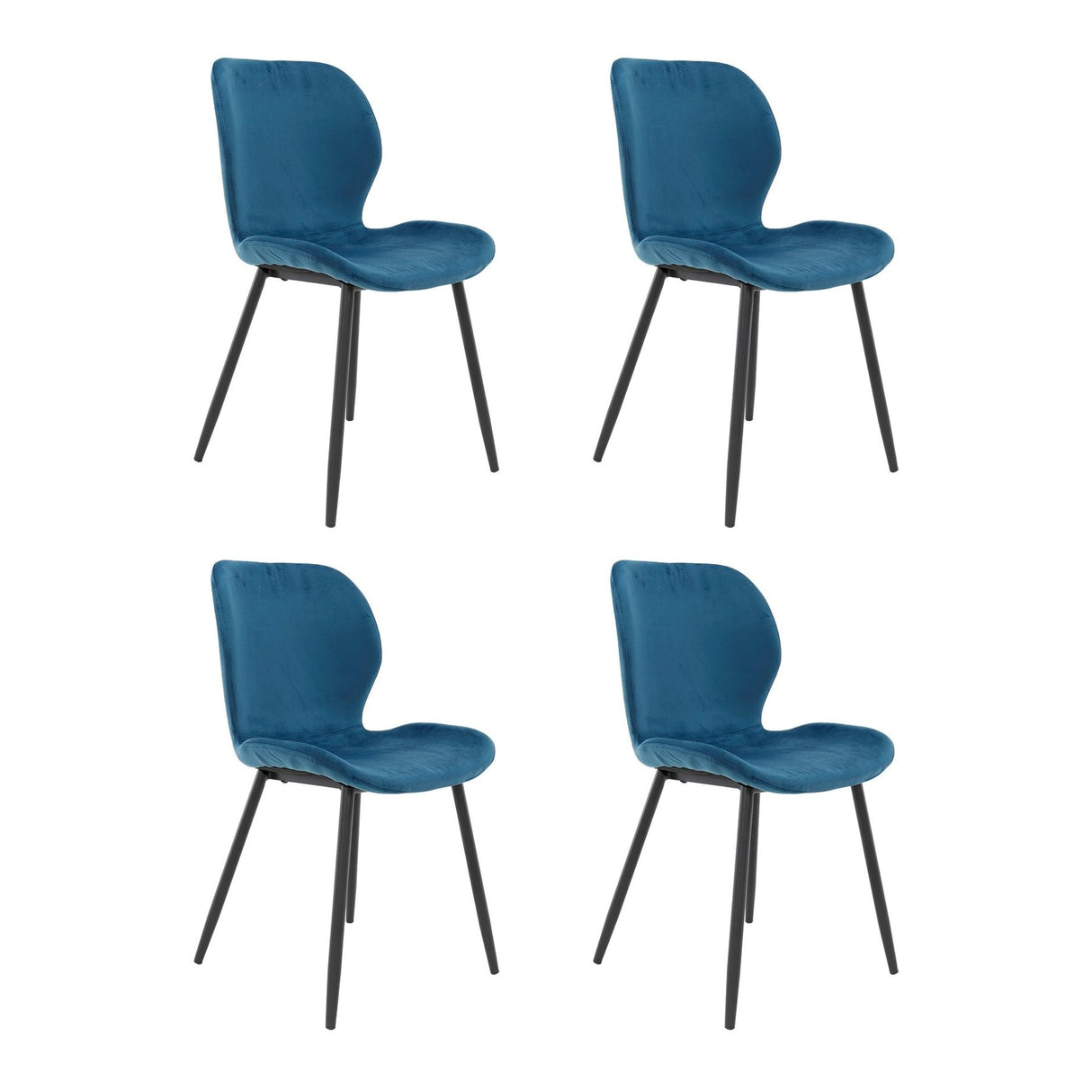 Eetkamerstoelen - Set van 4 eetkamerstoelen Argo Velours blauw - Dimehouse
