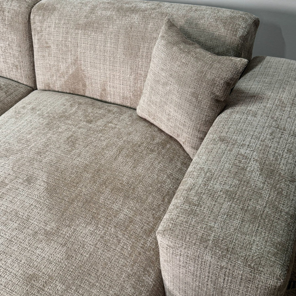 Hoekbank beige chenille Wayne 264 cm - hoek links en rechts monteerbaar