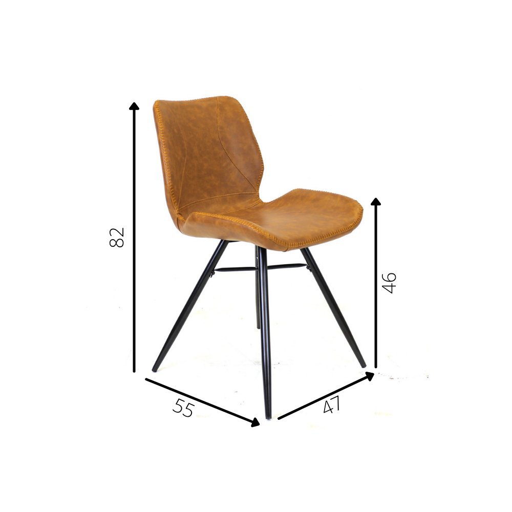 Spisestuestol Beau kunstlæder Dimehouse Cognac LxBxH 72x68x50 Kunstlæder Hvid fotostørrelsesangivelse