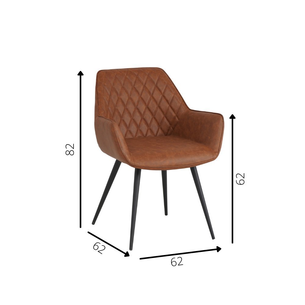 Spisestuestol Cara Dimehouse Cognac LxBxH 78x65x57 Kunstlæder Hvid fotostørrelsesangivelse