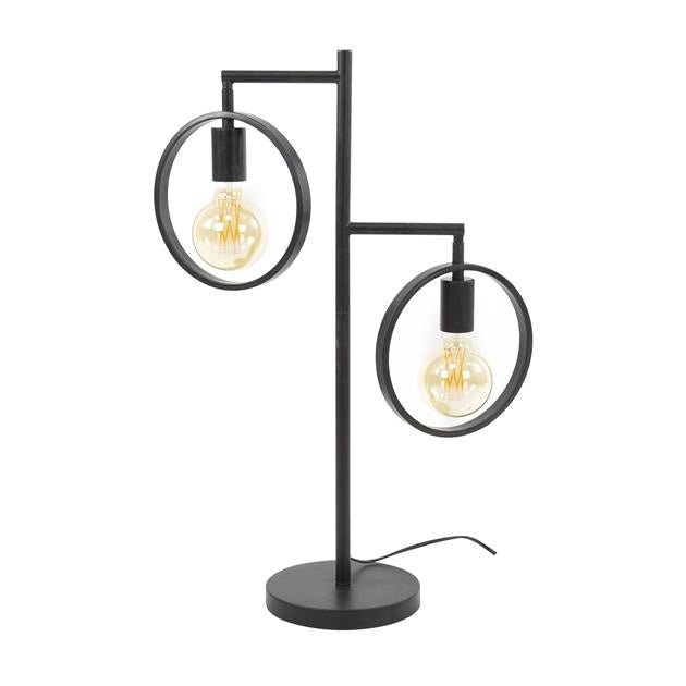 Bordlampe Hennes DH Interiør Charcoal LxBxH 61x40x12 Metal Hvid foto diagonalt set forfra