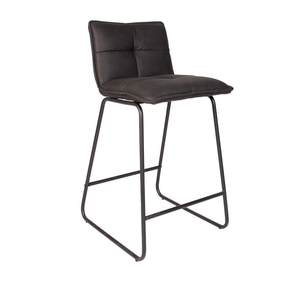 Barstol Jelle Dimehouse Antracit LxBxH 63x56x49 Microfiber Hvid foto diagonalt set forfra