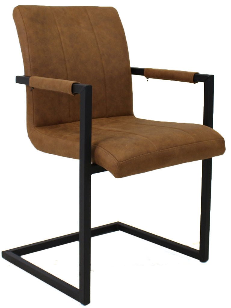 Spisestuestol Jackson Dimehouse Cognac LxBxH 71x58x54 Stof Hvid foto diagonalt set forfra