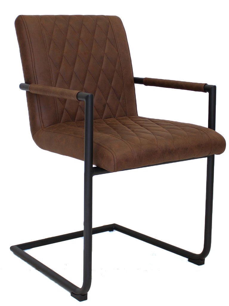 Spisestuestol Dean Dimehouse Brun LxBxH 70x58x57 Stof Hvid foto diagonalt set forfra