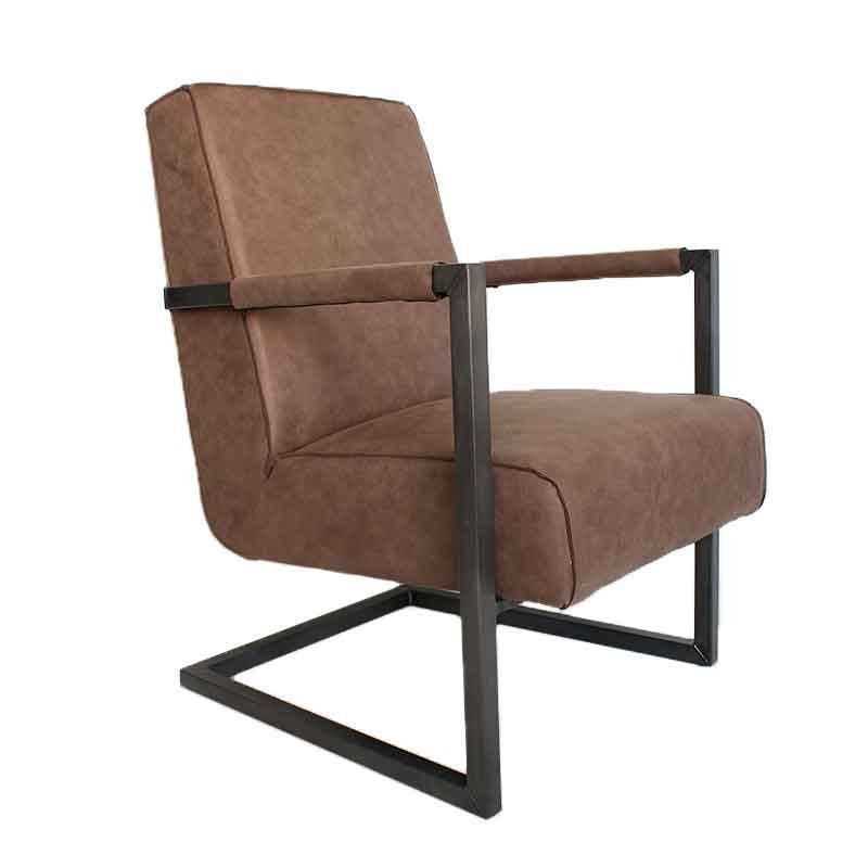 Lænestol Tiger Dimehouse Taupe LxBxH 69x58x49 Øko-læder Hvid foto diagonalt set forfra