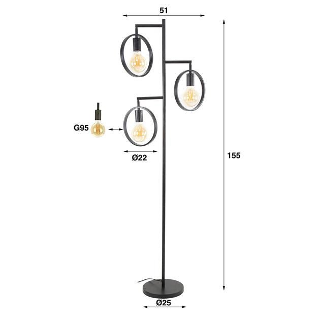 Gulvlampe Fabiola DH Interiør Charcoal LxBxH 61x61x12 Metal Hvid fotostørrelsesindikation